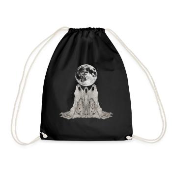 Ghost Halloween Spooky Howling Moon - Drawstring Bag - black - Front
