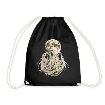 Ghost Halloween Spooky Howling Moon - Drawstring Bag - black - Front