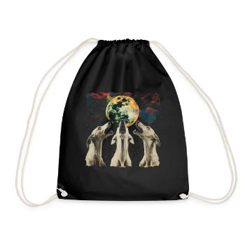 Lévrier Chien Lune Hurlante - Sac de sport léger - noir - Devant
