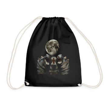 Hippopotamus Hippopotamus Howling Moon - Drawstring Bag - black - Front