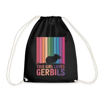 Gerbil Saying Racing Rat Girl Gerbil Gift - Drawstring Bag - black - Front