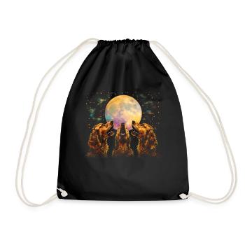 Irish Setter Dog Howling Moon - Drawstring Bag - black - Front