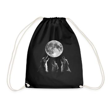 Irischer Wolfshund Hund Heulender Mond - Turnbeutel - Schwarz - Vorne