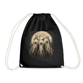 Jellyfish Ocean Howling Moon - Drawstring Bag - black - Front