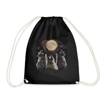 Keeshond Hund Heulender Mond - Turnbeutel - Schwarz - Vorne