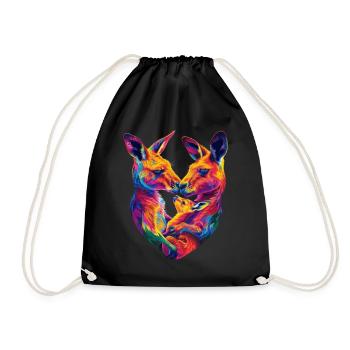 Famille Kangourou Australie Popart - Sac de sport léger - noir - Devant