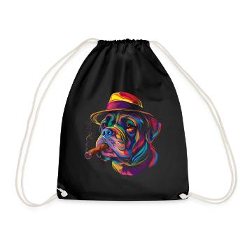 Mastiff Chien Smoker Hat Popart - Sac de sport léger - noir - Devant