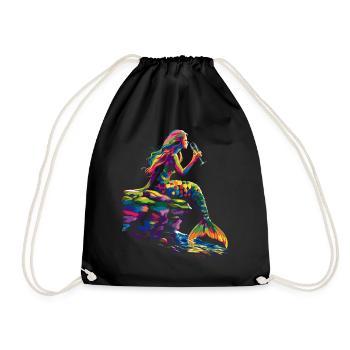 Sirène buvant du vin Popart - Sac de sport léger - noir - Devant
