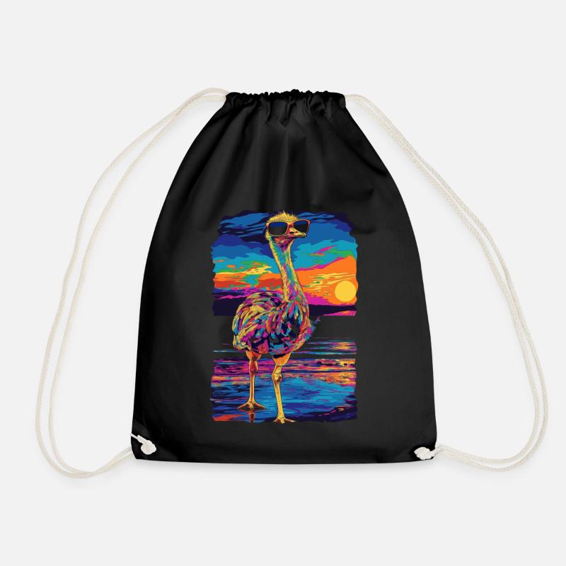 Straußentier-Sonnenbrille Strand Popart - Turnbeutel - Schwarz