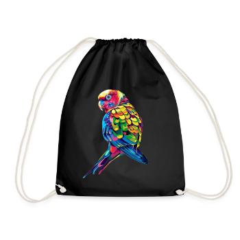 Parakeet, Budgie, Budgie, Parrot, Popart - Drawstring Bag - black - Front