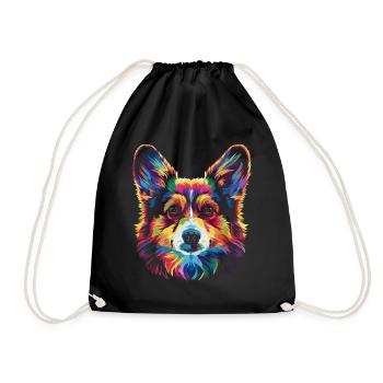 Pembroke Welsh Corgi Dog Popart - Drawstring Bag - black - Front