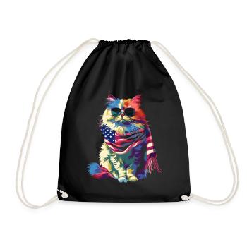 Persian Cat Patriotic US Flag Lunettes de soleil - Sac de sport léger - noir - Devant