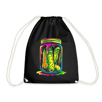 Gurken-Dill-Glas Popart - Turnbeutel - Schwarz - Vorne