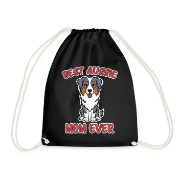 Australian Shepherd Mom Funny Aussie Gift - Drawstring Bag - black - Front