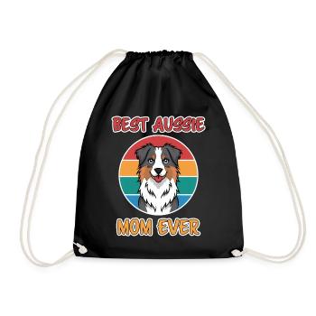 Australian Shepherd Mom Funny Aussie Gift - Drawstring Bag - black - Front