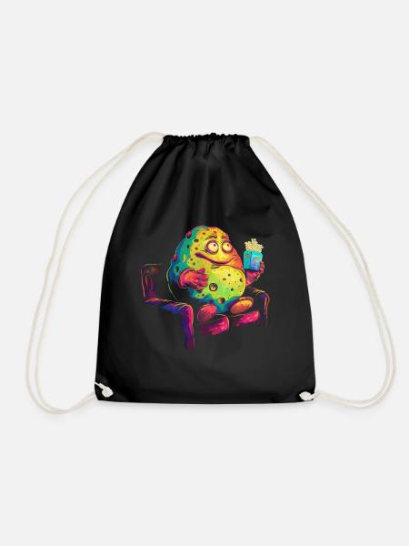 Kartoffel Couch Popcorn Popart - Turnbeutel - Schwarz