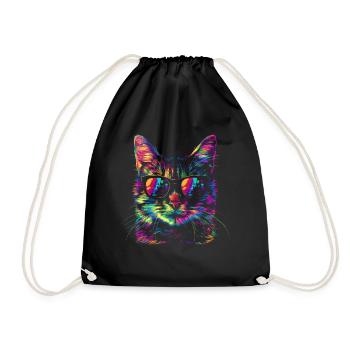 Tabby Cat Orange Cat Sunglasses Popart - Drawstring Bag - black - Front
