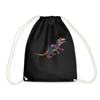Velociraptor Dinosaurier Popart - Turnbeutel - Schwarz - Vorne