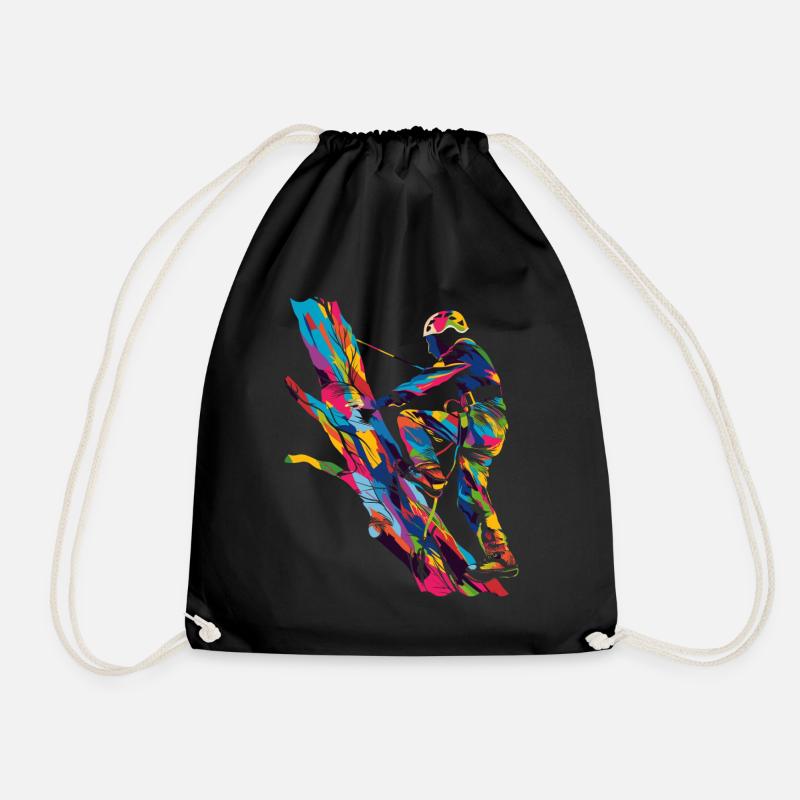 Baumklettern Baumkletterer Arborist Popart - Turnbeutel - Schwarz