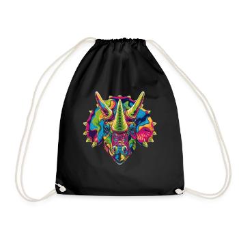 Triceratops Dinosaurier Popart - Turnbeutel - Schwarz - Vorne
