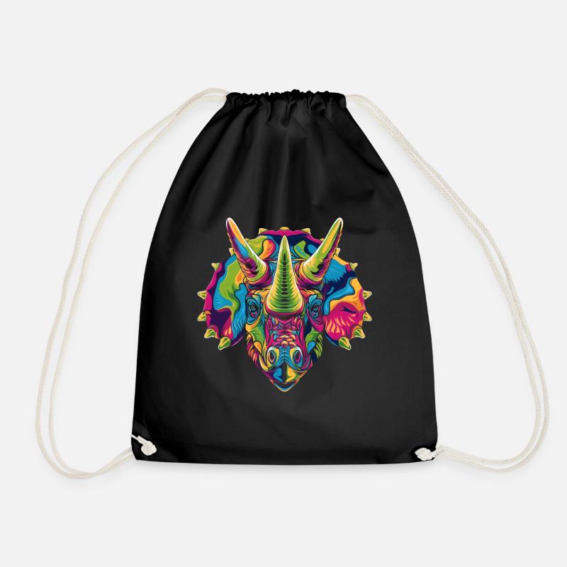 Triceratops Dinosaurier Popart - Turnbeutel - Schwarz
