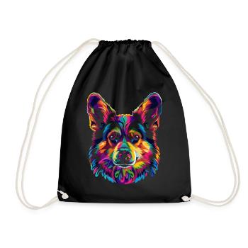 Welsh Corgi Hund Popart - Turnbeutel - Schwarz - Vorne