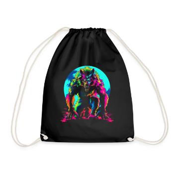 Werewolf Wolf Moon Popart - Drawstring Bag - black - Front
