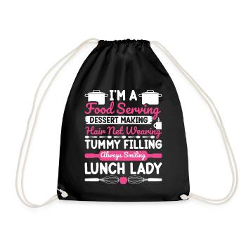 Cafeteria Employee School Serving Dessert L - Drawstring Bag - black - Front