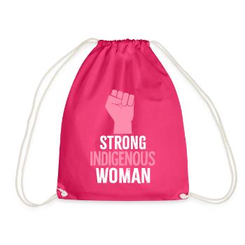 Native American Strong Indigenous Woman - Drawstring Bag - fuchsia - Front