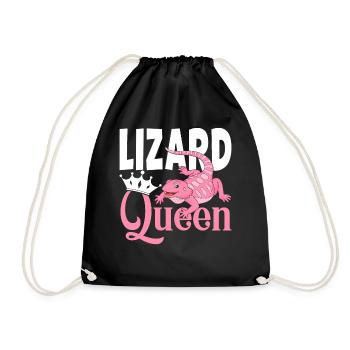 Bearded Dragon Lizard Lover Lizard Queen - Drawstring Bag - black - Front