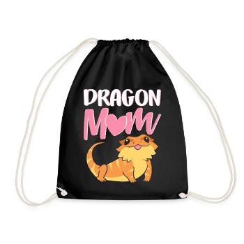 bearded dragon lizard lover dragon woman dragon - Drawstring Bag - black - Front