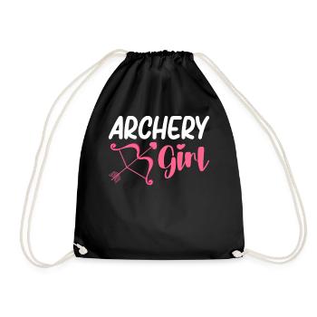 Archery Girl Archer Bow and Arrow - Drawstring Bag - black - Front