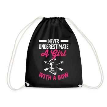 Archery Archer Bow and Arrow A Girl - Drawstring Bag - black - Front