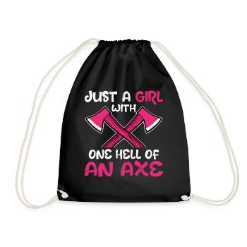 Axe Throwing Girl Hatchet Thrower Girl A Hell - Drawstring Bag - black - Front