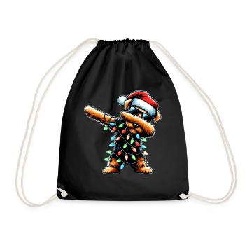 Dabbing Airedale Terrier Dog Christmas Xmas - Drawstring Bag - black - Front