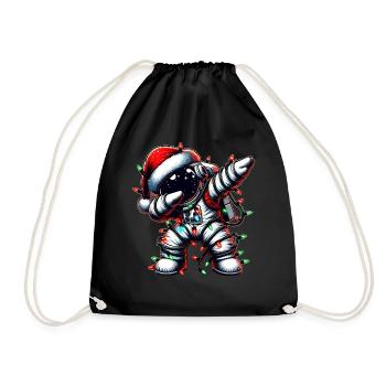 Tupfender Astronaut Niedlich Weihnachten Xmas - Turnbeutel - Schwarz - Vorne