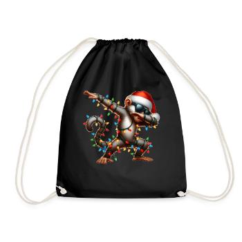 Polka Dot Baboon Sunglasses Cute Christmas - Drawstring Bag - black - Front