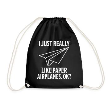 Avion en papier disant blague Avion en papier cadeau - Sac de sport léger - noir - Devant