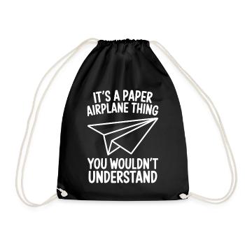 Avion en papier disant blague Avion en papier cadeau - Sac de sport léger - noir - Devant