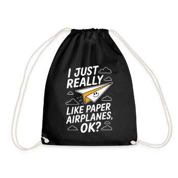 Avion en papier disant blague Avion en papier cadeau - Sac de sport léger - noir - Devant