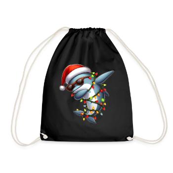 Polka Dot Dolphin Sunglasses Cute Christmas - Drawstring Bag - black - Front