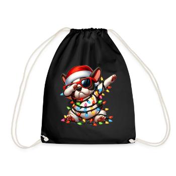 Tupfende Französische Bulldogge Sonnenbrille Niedl - Turnbeutel - Schwarz - Vorne
