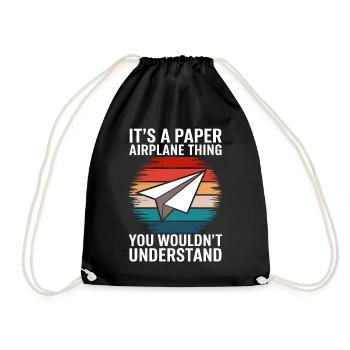 Avion en papier disant blague Avion en papier cadeau - Sac de sport léger - noir - Devant