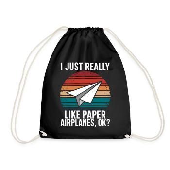 Avion en papier disant blague Avion en papier cadeau - Sac de sport léger - noir - Devant