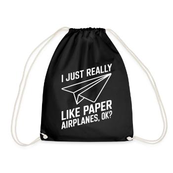 Avion en papier disant blague Avion en papier cadeau - Sac de sport léger - noir - Devant