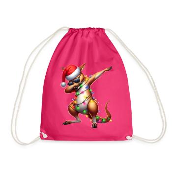 Polka Dot Kangaroo Australia Sunglasses Cute - Drawstring Bag - fuchsia - Front