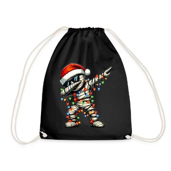 Polka Dot Mummy Halloween Sunglasses Cute White - Drawstring Bag - black - Front