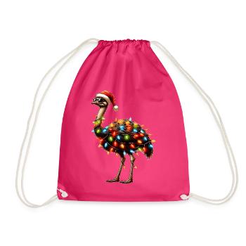 Polka Dot Ostrich Sunglasses Cute Christmas - Drawstring Bag - fuchsia - Front