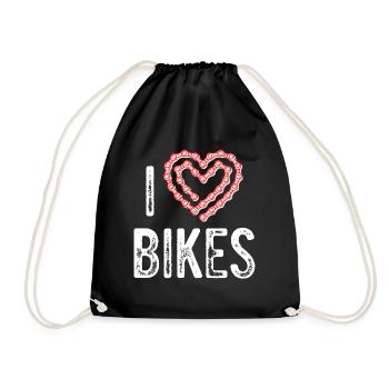 I love bikes / Fahrrad Sport Design - Drawstring Bag - black - Front