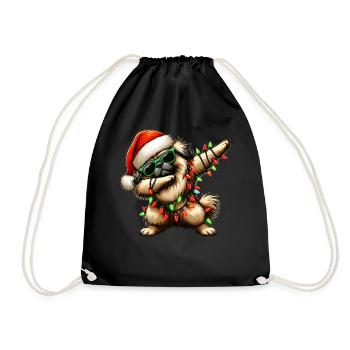 Dabbing Pekingese Sunglasses Cute Christmas - Drawstring Bag - black - Front